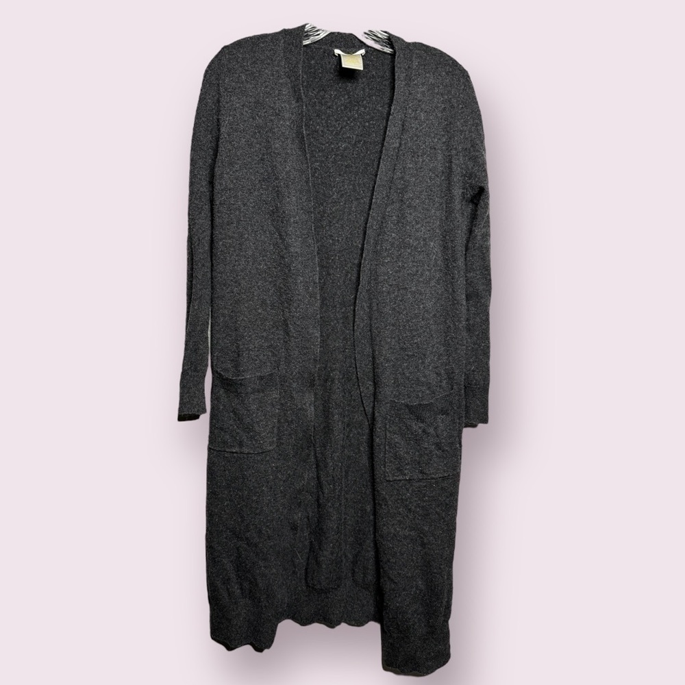Matty M Long Open Front Cardigan Gray Lightweight Layer Size S